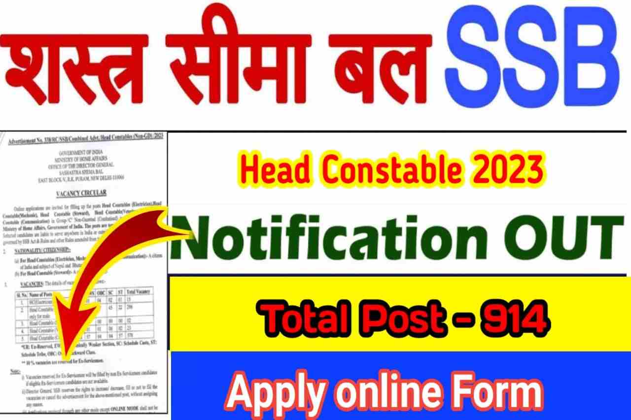 SSB Head Constable New Bharti 2023 Apply Form