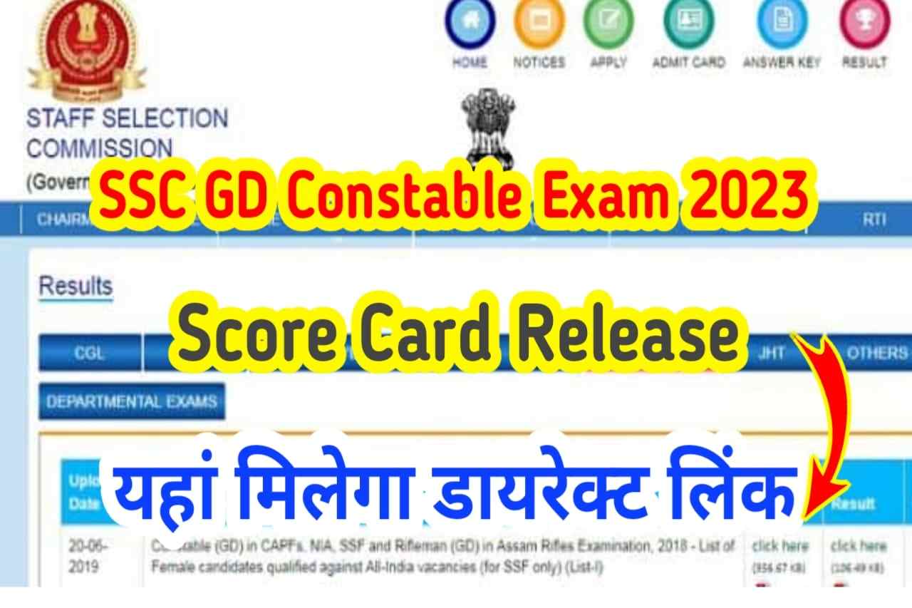 SSC GD Exam 2023 Score Card Download 2023 Release