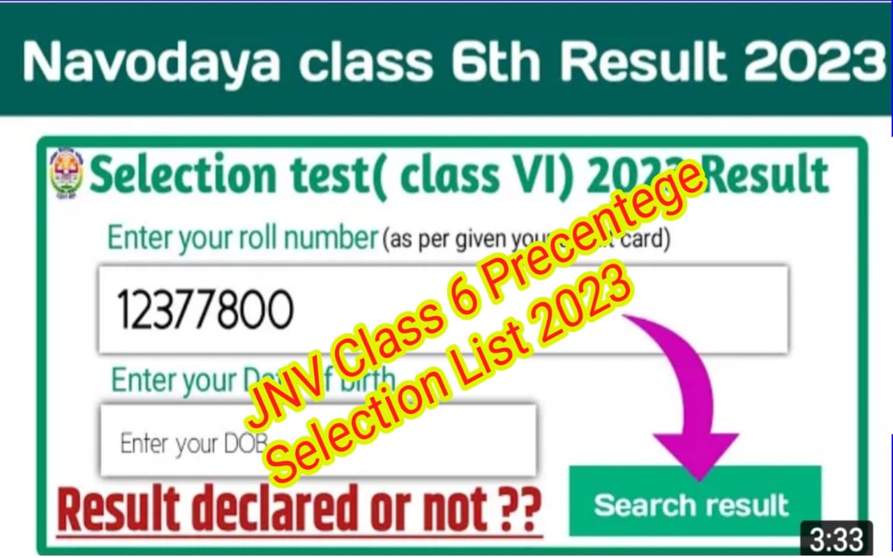JNVST Class 6th Result 2023 PDF Download